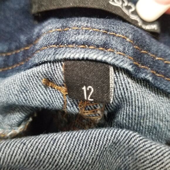 1822 Dark DENIM Jeans Women’s Size 12 Raw Hem Stretch 5 Pockets Skinny Ankle - Picture 9 of 10